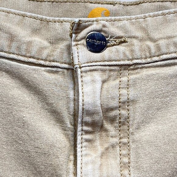Carhartt Beige Relaxed Fit Canvas Pants Carpenter Cargo Pockets 40x30 RN 14806 - Picture 4 of 16